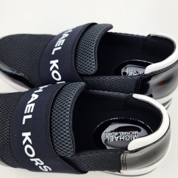 Michael Kors Felix Trainer Platform Wedge New Scuba Black MK Print - Picture 5 of 7